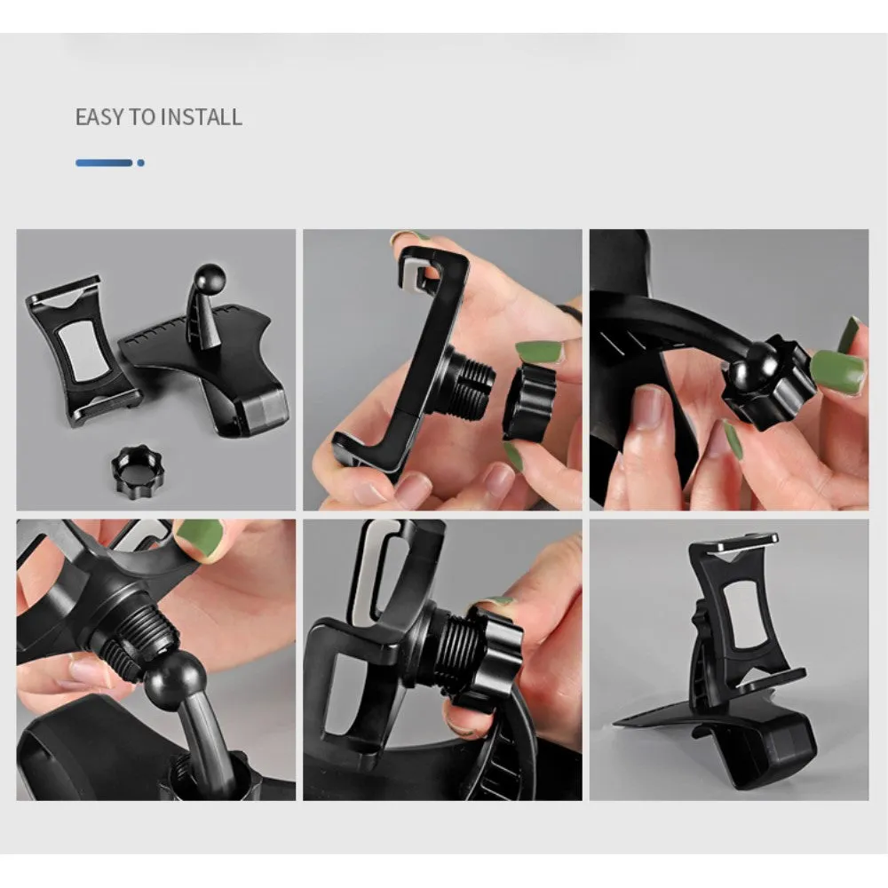 3 in 1 Car GPS Smartphone Holder: Dashboard / Visor Clamp   AC Grid Clip for FLY LIFE COMPACT 4G (2018) - Black
