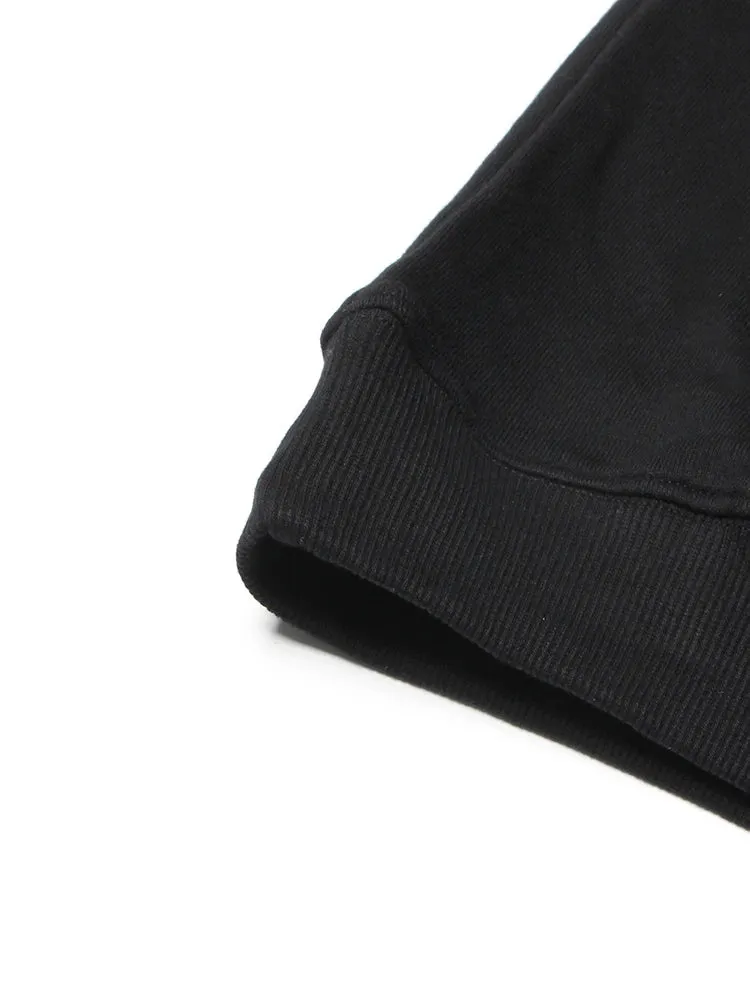 Black Loose Sweatshirt For Women Hooded Collar Long Sleeve Casual Solid Sweatshirts Female Clothes Fashion New 2022