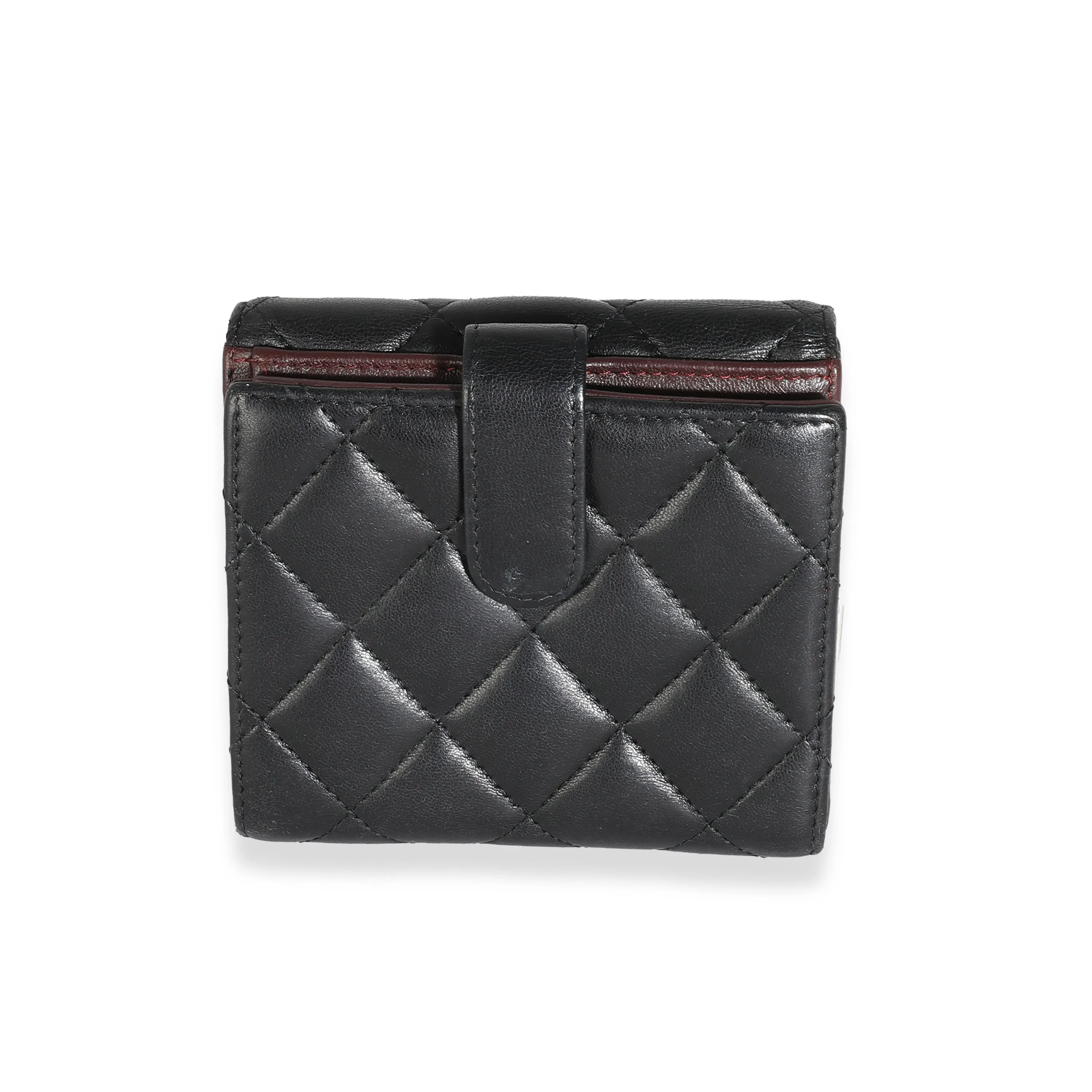Black Quilted Lambskin Compact Wallet