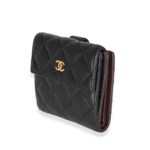 Black Quilted Lambskin Compact Wallet