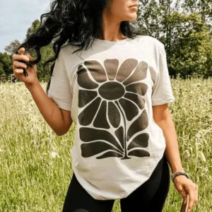 Black Retro Flower Tee