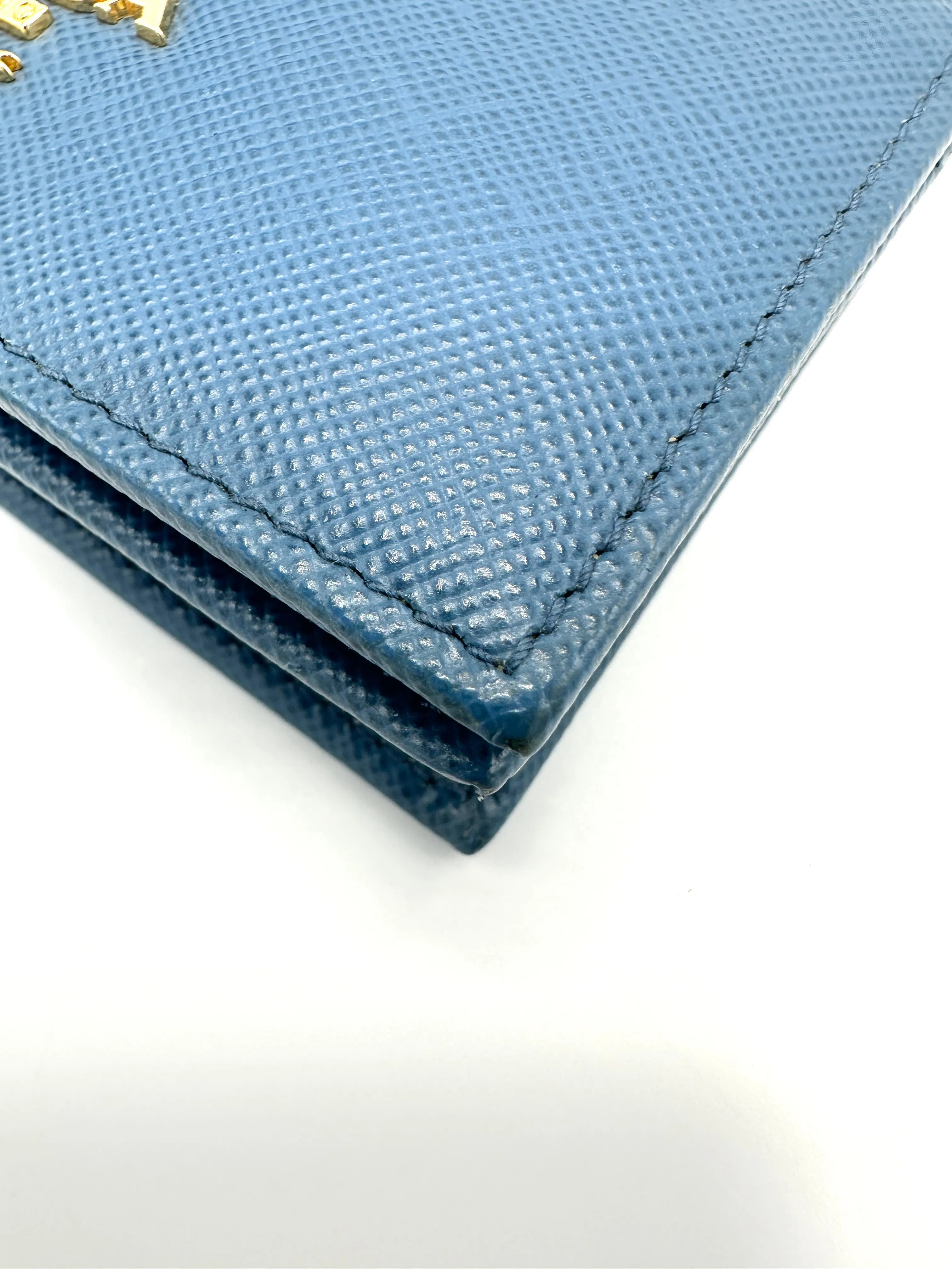Blue Saffiano Compact Flap Wallet