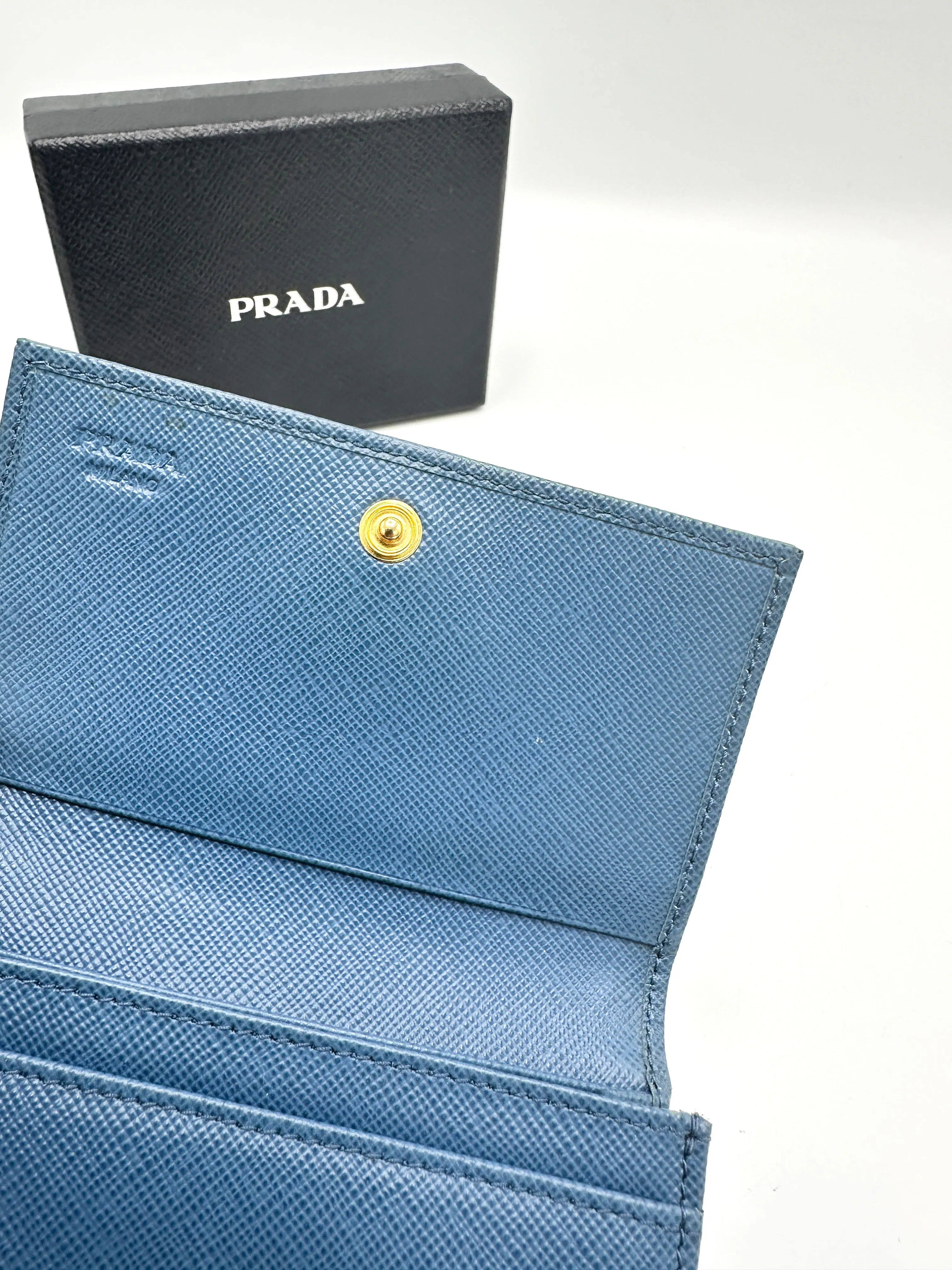 Blue Saffiano Compact Flap Wallet