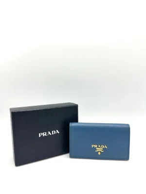 Blue Saffiano Compact Flap Wallet