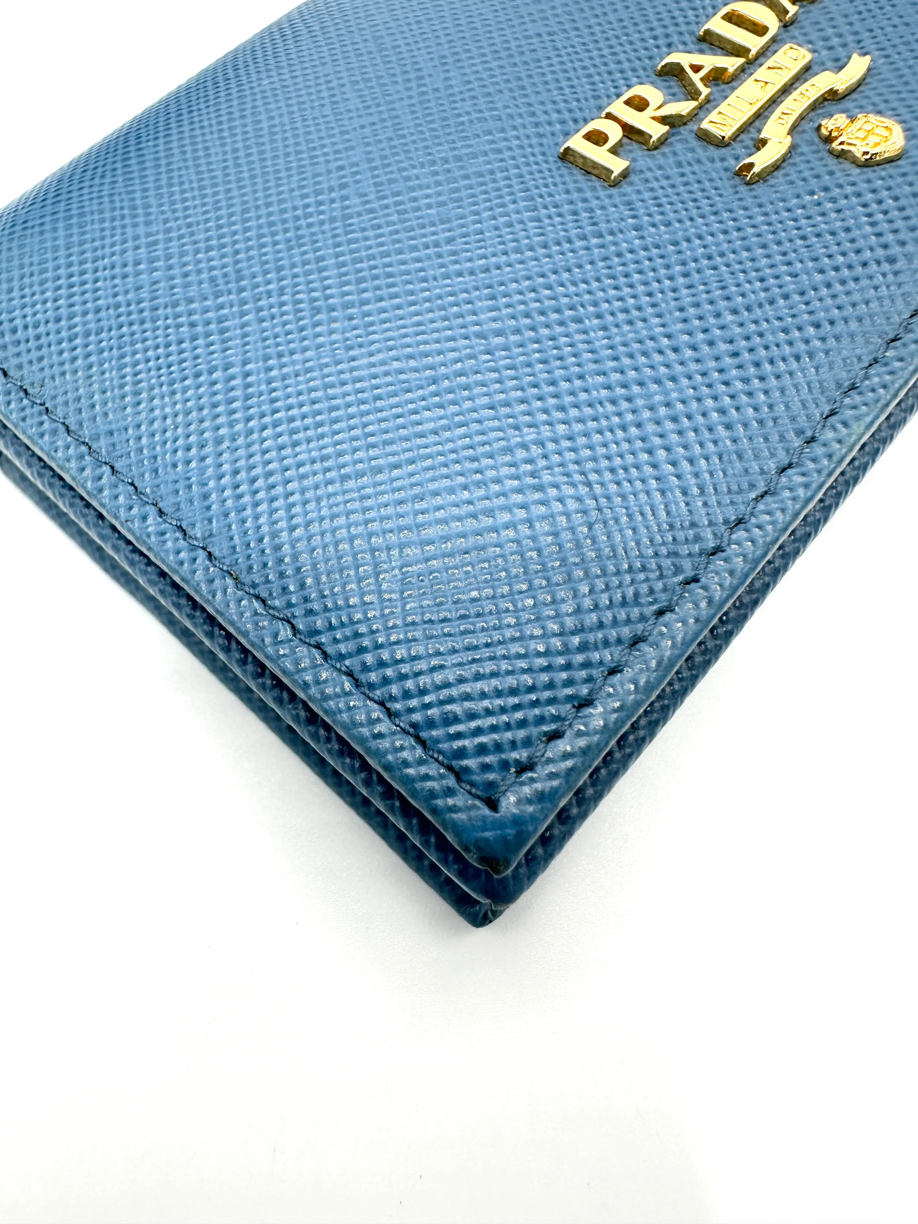 Blue Saffiano Compact Flap Wallet