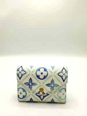Blue Watercolor Monogram Compact Wallet