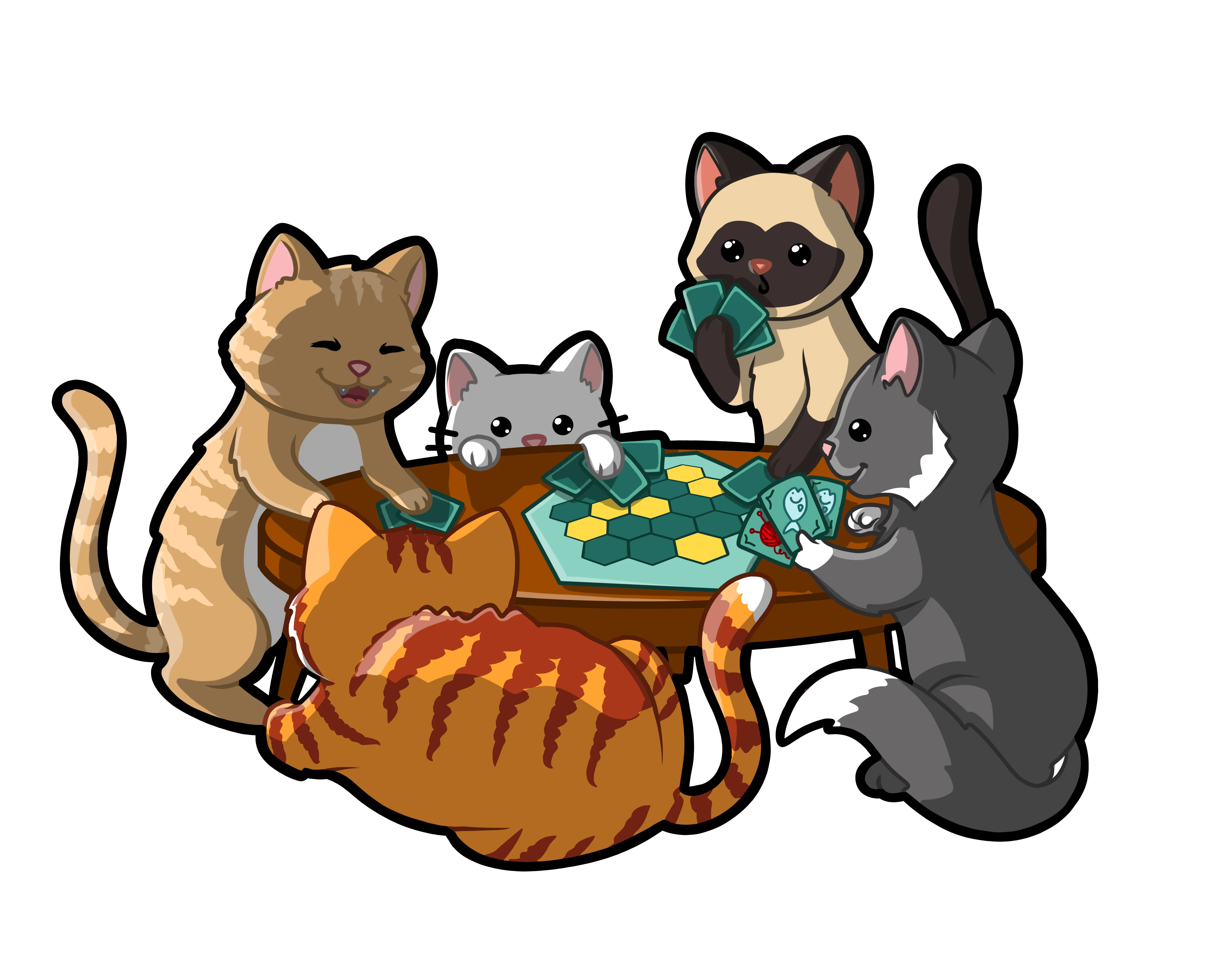 Board Game Playing Cats Acrylic Pin
