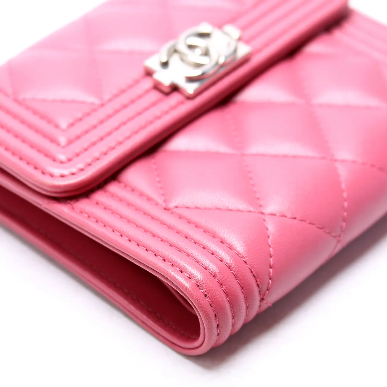 Boy Compact Wallet Lambskin 24M Pink