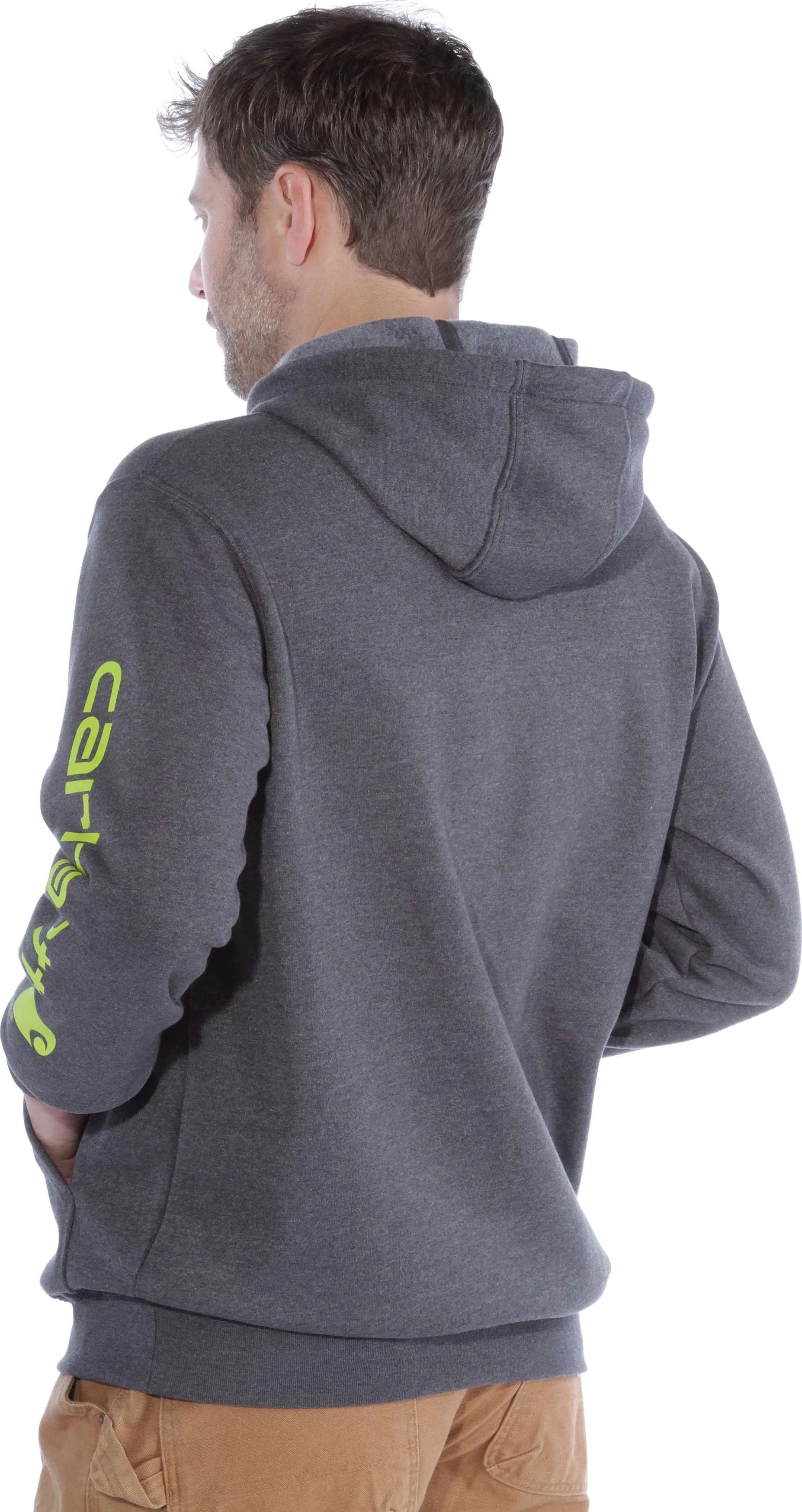 Carhartt Men&#x27;s Sleeve Logo Hooded Sweatshirt Carbon Heather | Buy Carhartt Men&#x27;s Sleeve Logo Hooded Sweatshirt Carbon Heather here | Outnorth