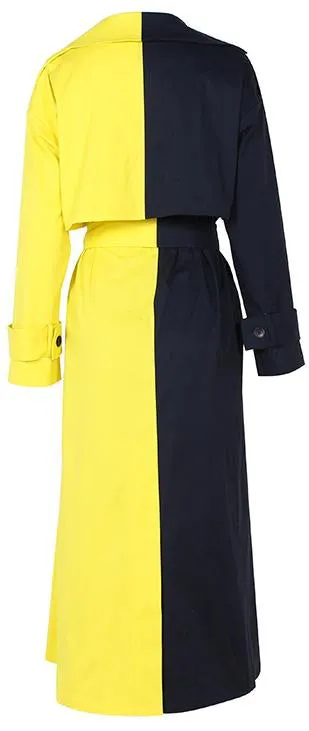 Color-Block Lace-Up Trench Coat