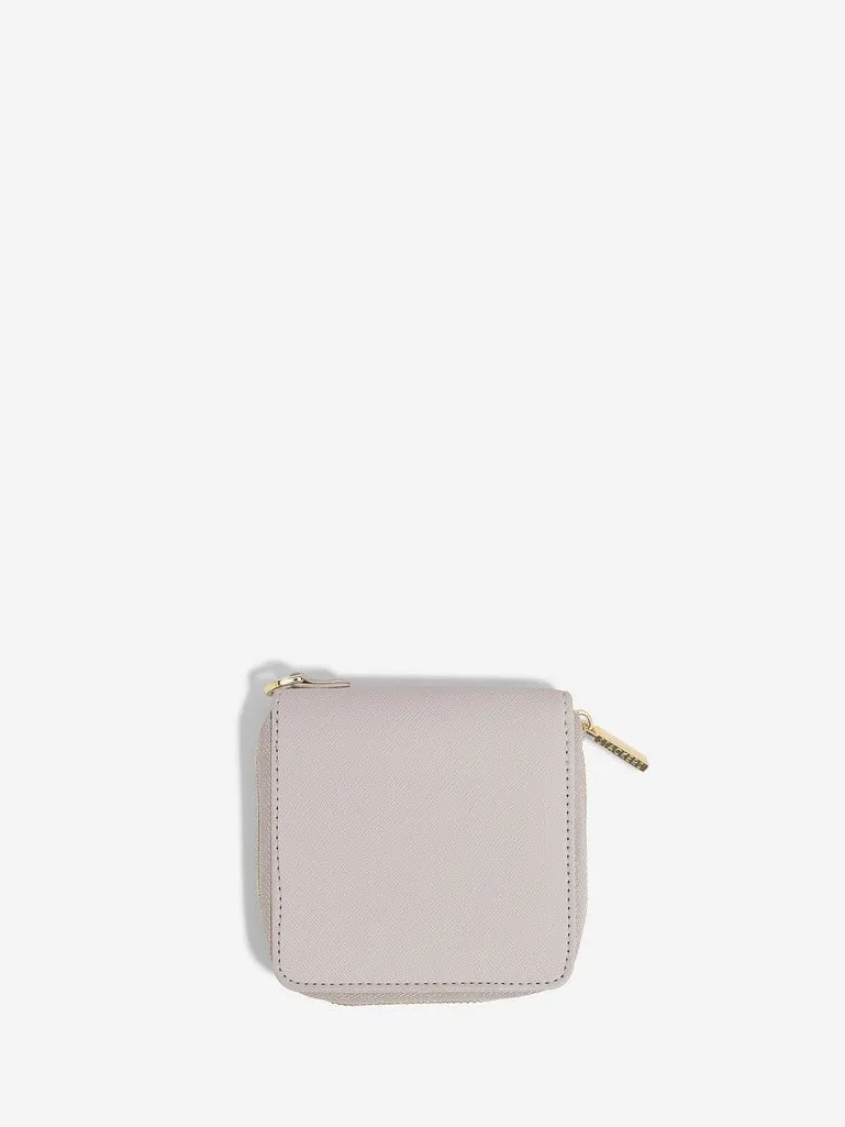 Compact Jewellery Roll - Taupe & Gold - 75773