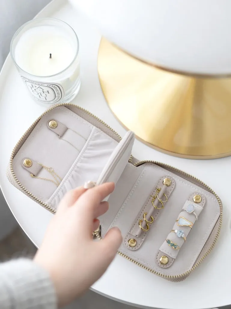 Compact Jewellery Roll - Taupe & Gold - 75773