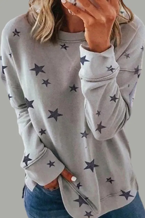 Dunnmall Casual Loose Plus Size Printed Top