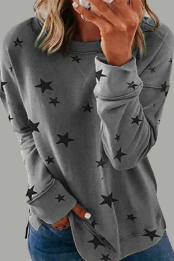 Dunnmall Casual Loose Plus Size Printed Top