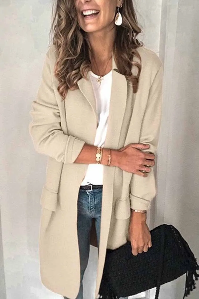 Dunnmall Casual Solid Color Long Sleeve Blazer