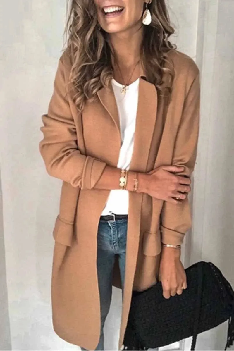 Dunnmall Casual Solid Color Long Sleeve Blazer