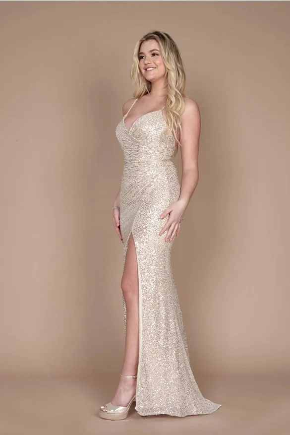 Dylan & Davids Formal Fitted Sequin Long Prom Dress