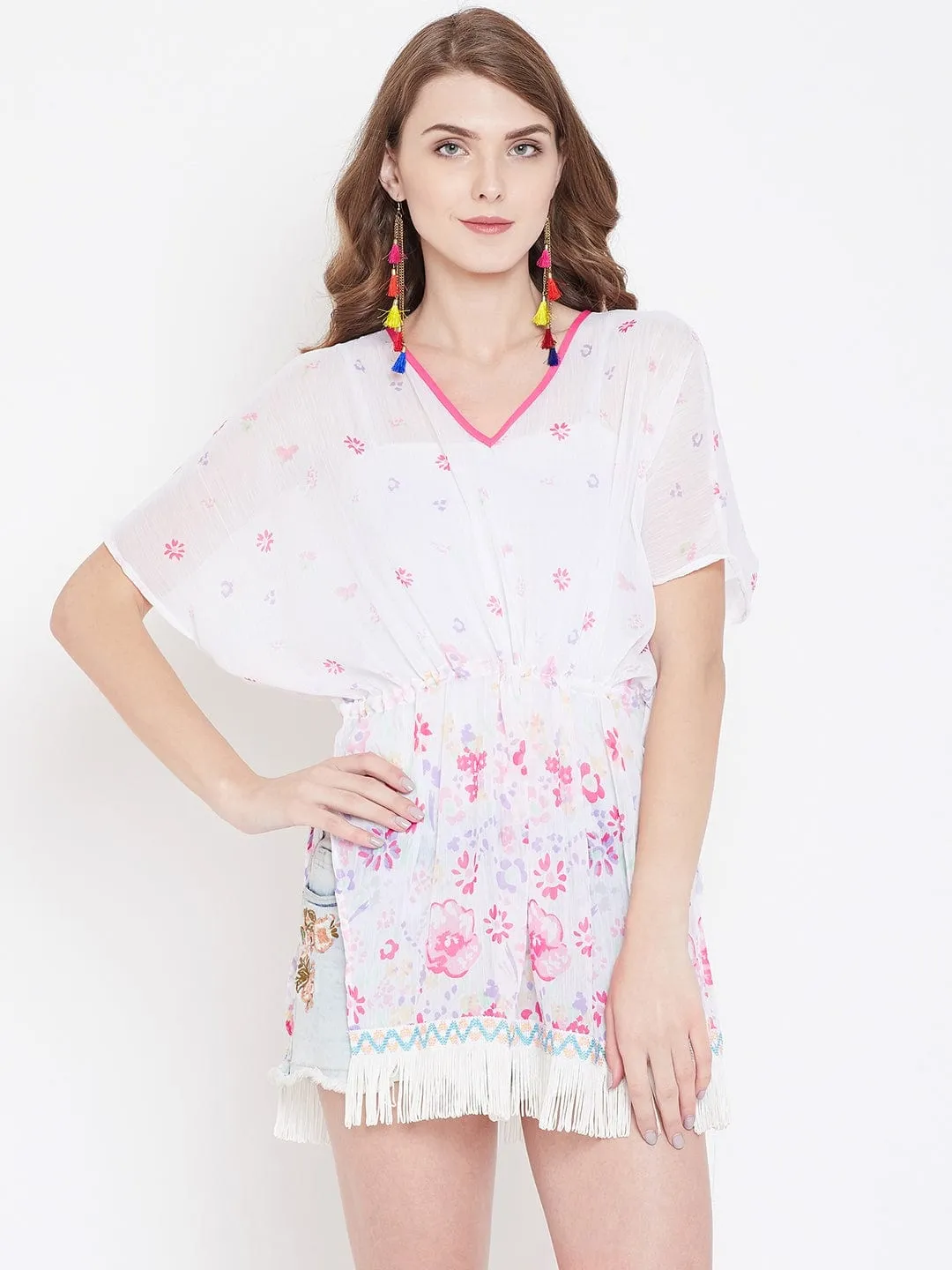 FLORAL PRINTED KAFTAN TOP - (Clearance - Final Sale)