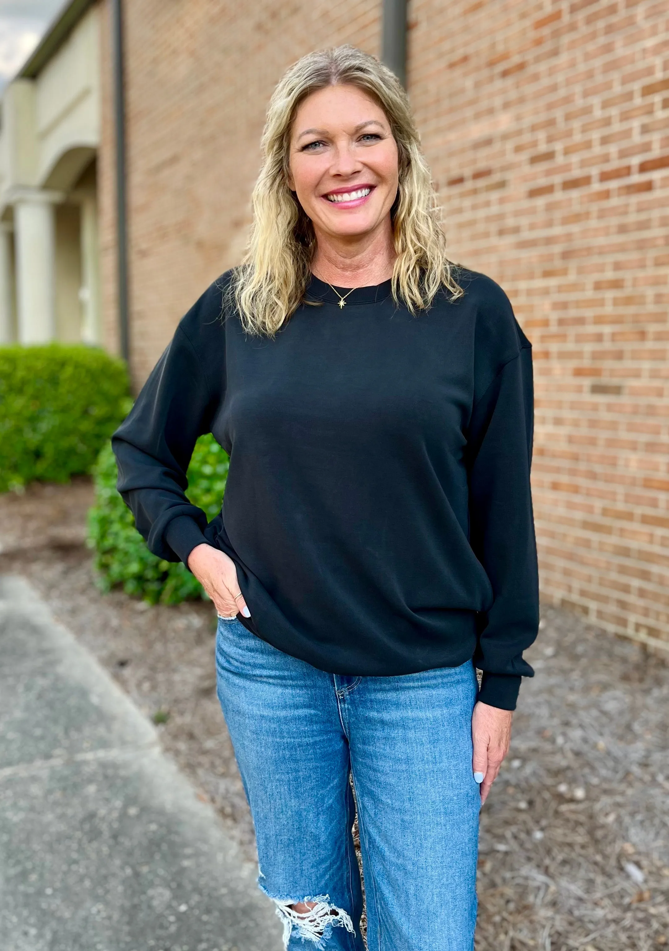 Forever Yours Black Sofie Soft Oversized Crew Sweatshirt