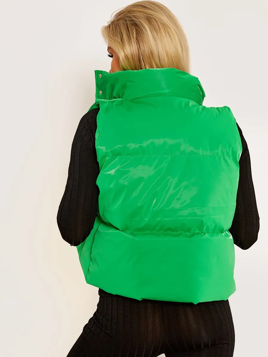 Gabi PU Flex Padded Gilet In Green