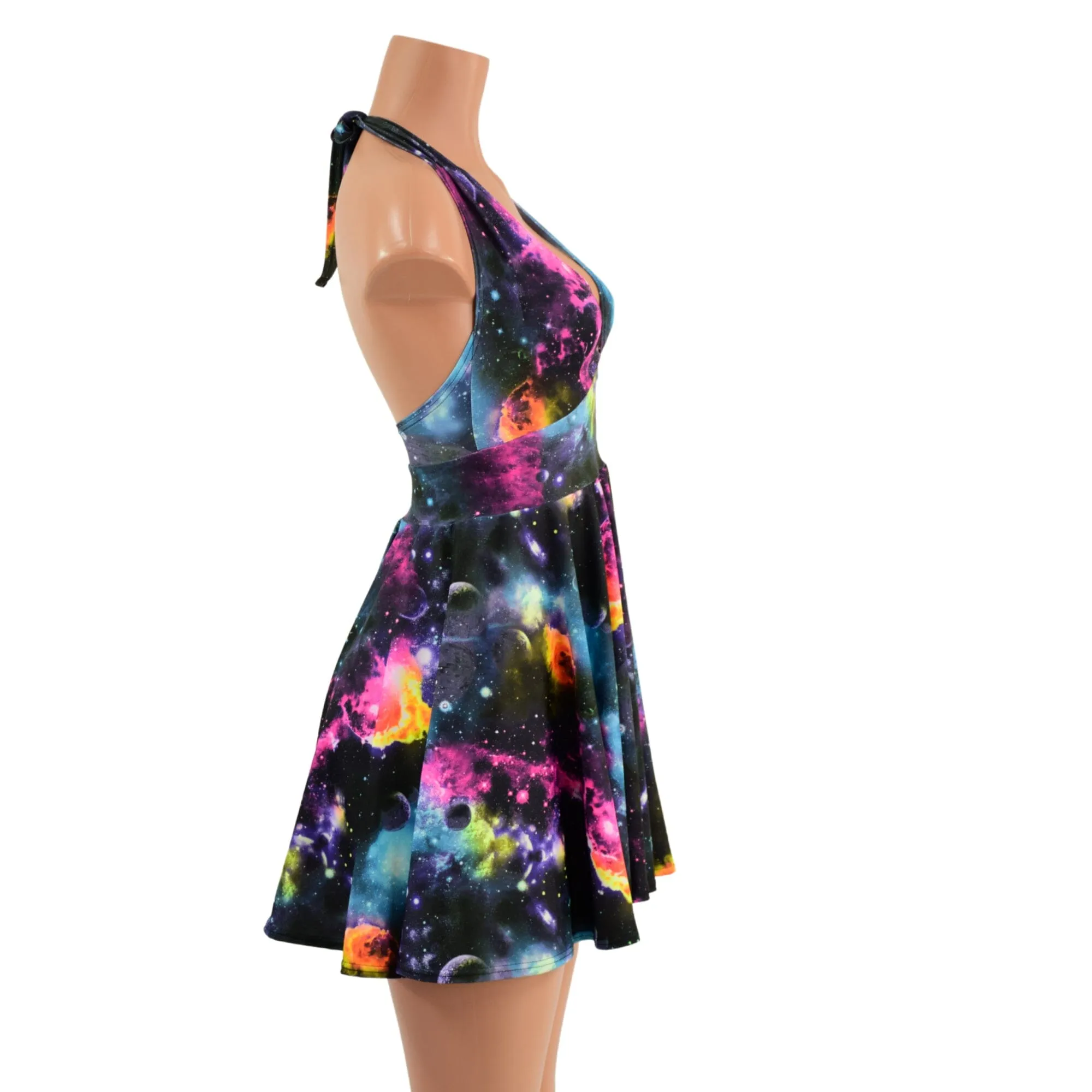 Galaxy UV Glow Halter Skater Dress