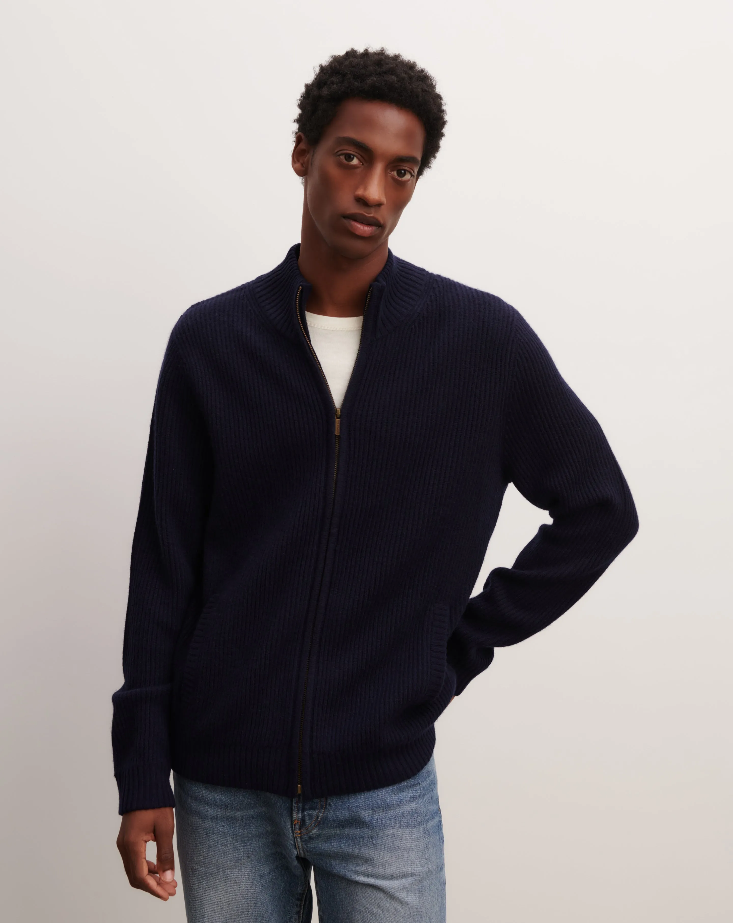 Gilet zippé à côtes