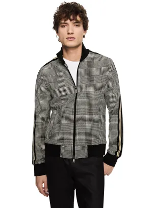 Glen Plaid Track Jacket With Side Tape Detail (Black Multi)