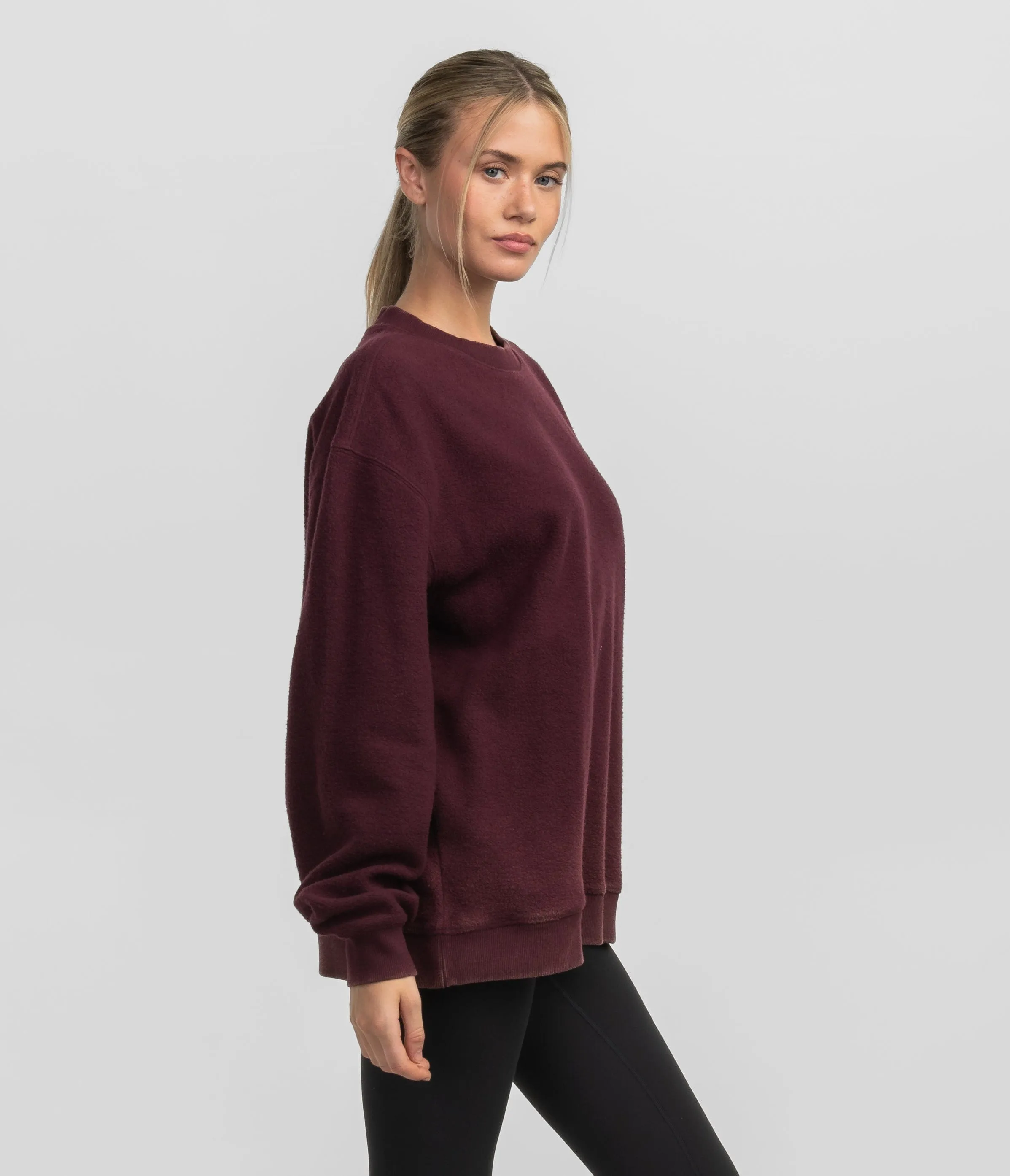 Inside Out Fuzzy Sweatshirt - Bordeaux