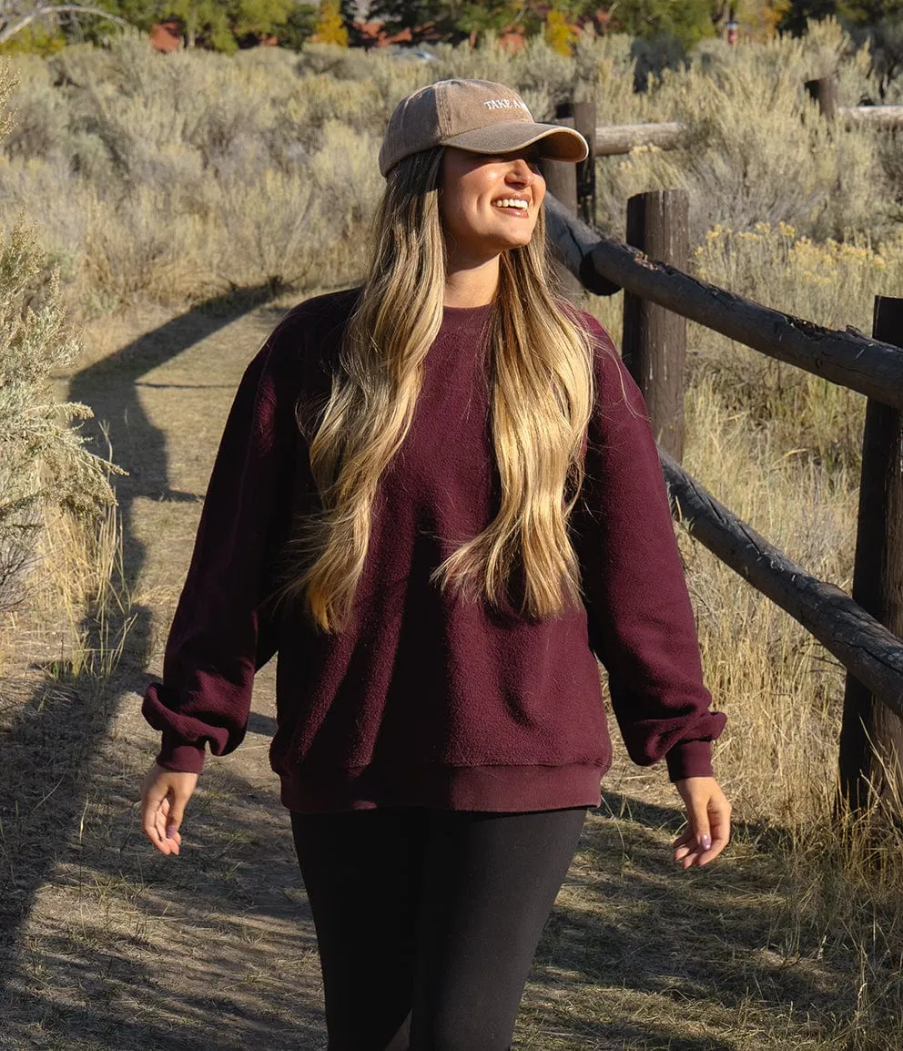 Inside Out Fuzzy Sweatshirt - Bordeaux
