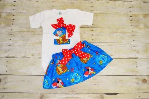 jake and the neverland pirates girl cake smash, pirates cake smash, jake skirt and bodysuit, shirt, first birthday outfit