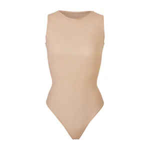 JELLY SHEER CREW NECK BODYSUIT | CLAY