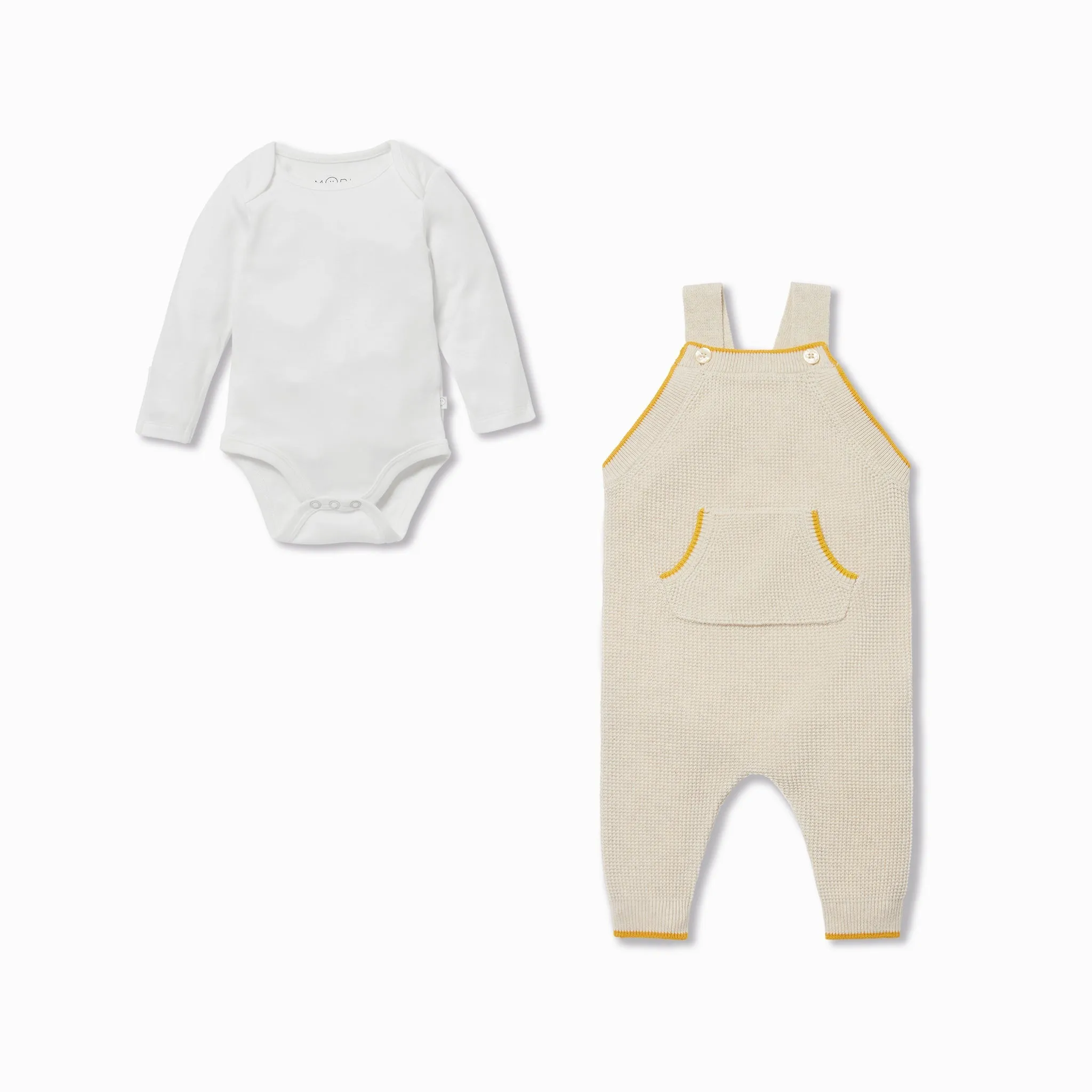 Knitted Pocket Dungarees & Bodysuit Outfit