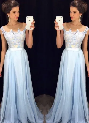 Light Blue Prom Dress, Evening Dress ,Winter Formal Dress, Pageant Dance Dresses, Graduation School Party Gown, PC0093