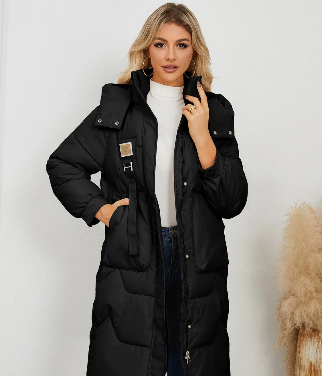Long Sleeve Longline Hooded Winter Coat