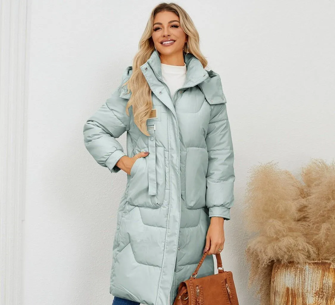 Long Sleeve Longline Hooded Winter Coat