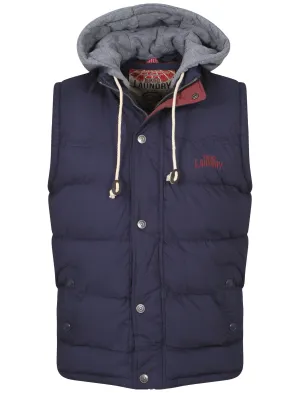 Mens Tokyo Laundry Brunel Hooded Gilet in Blue