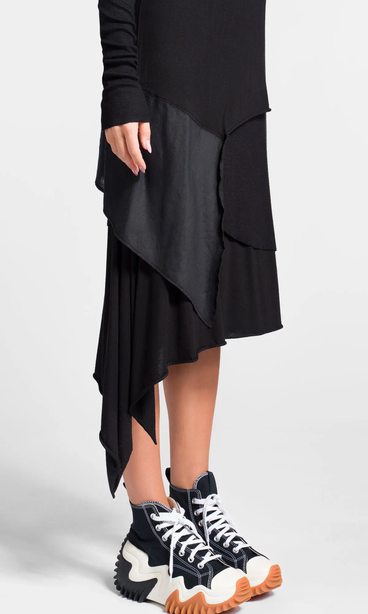 Mixed Fabric Layered Dress