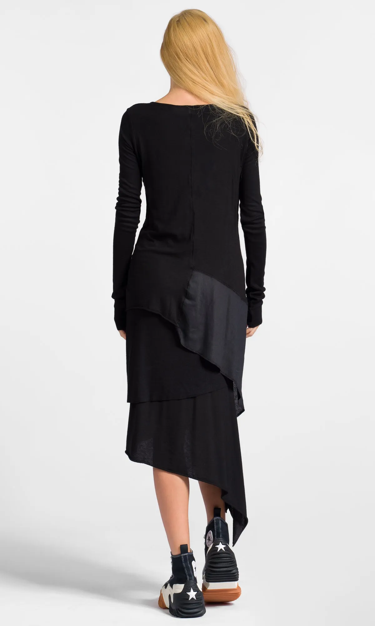 Mixed Fabric Layered Dress
