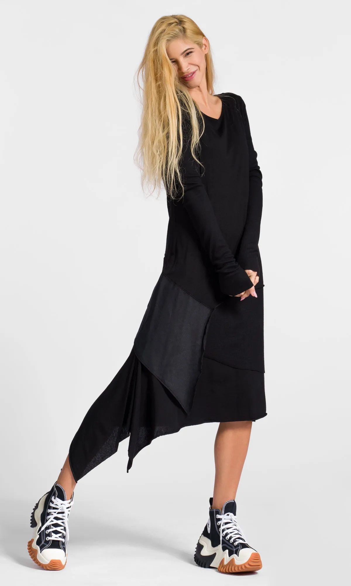 Mixed Fabric Layered Dress