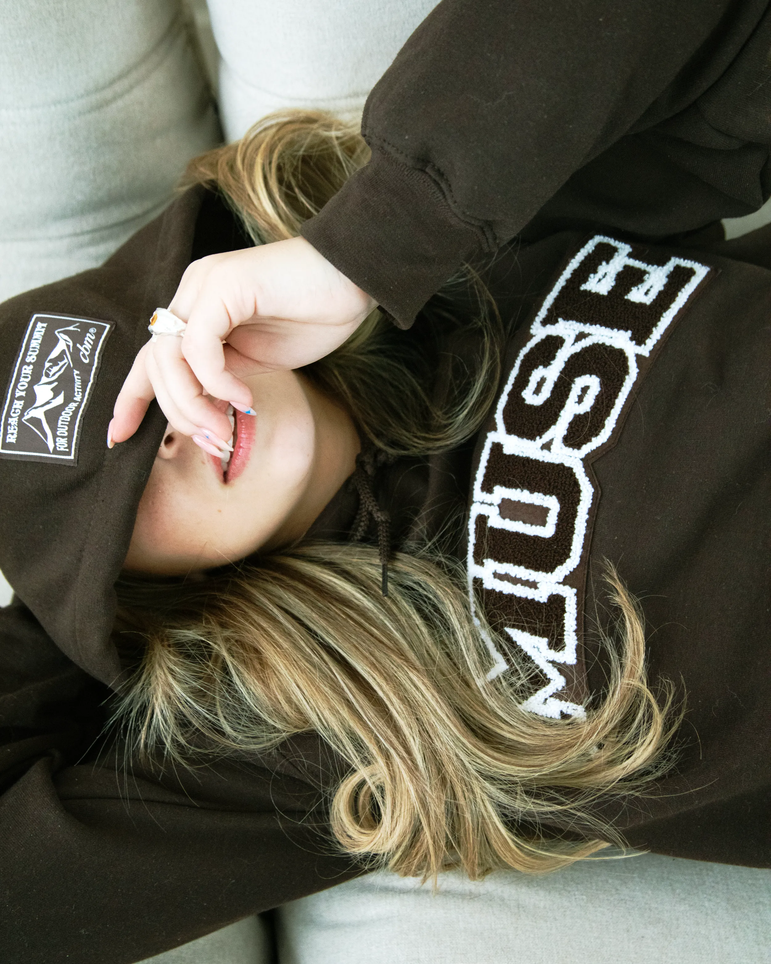 OG Chenille Brown Hoodie - Coconut