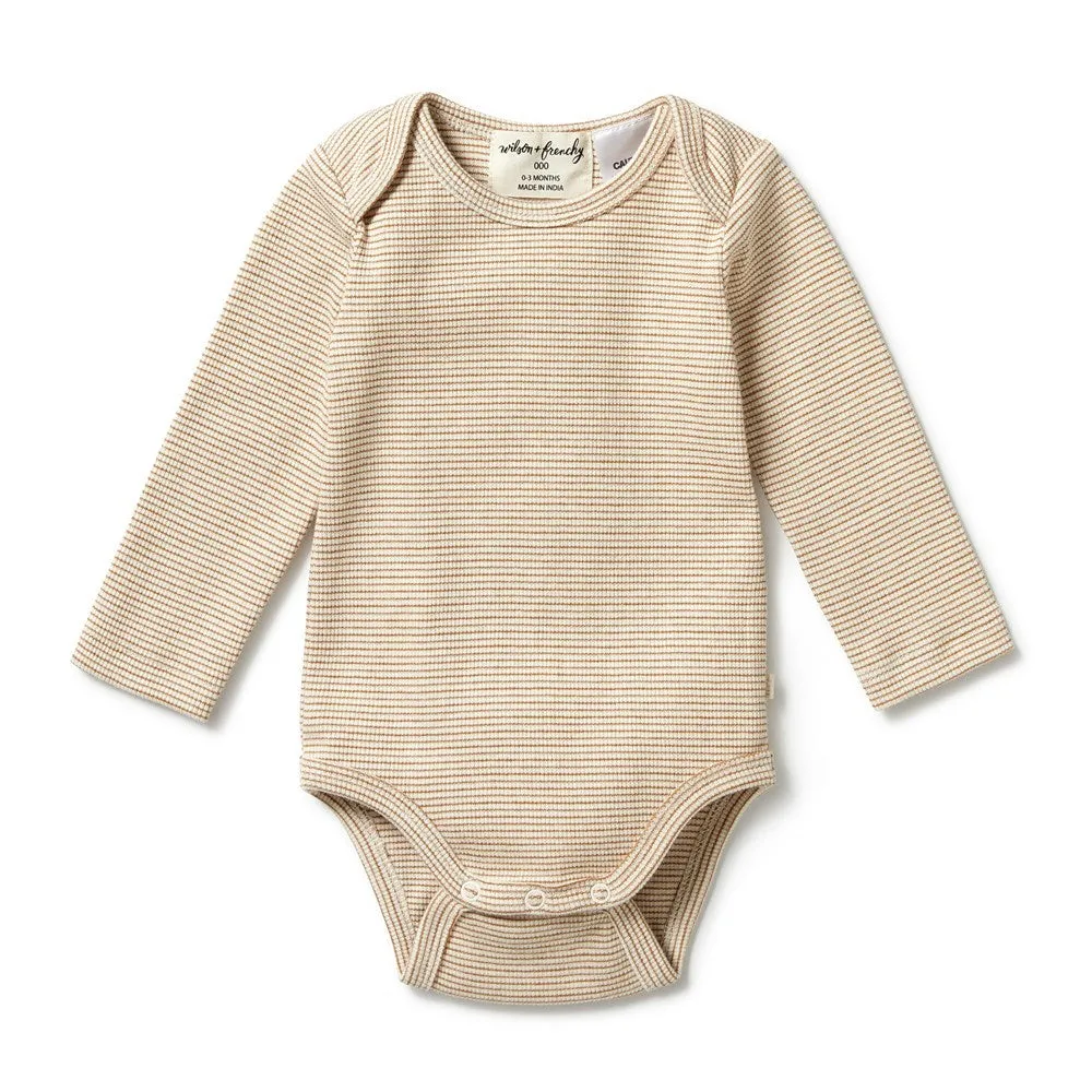 Organic Stripe Rib Envelope Bodysuit