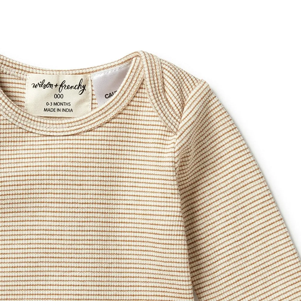 Organic Stripe Rib Envelope Bodysuit