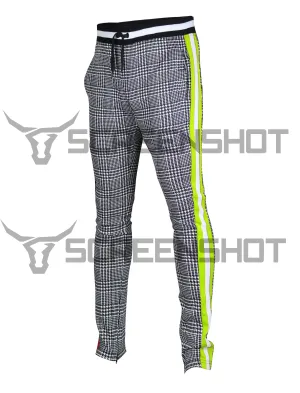 P11957-HOUNDTOOTH PATTERN TRAK PANTS-NEON
