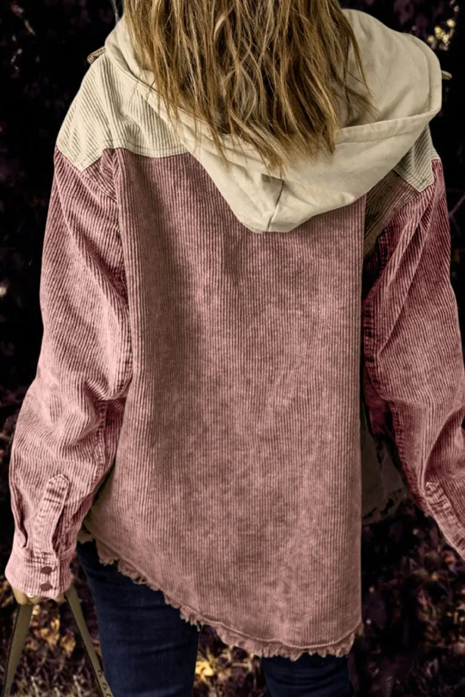 Patchwork Color Contrast Double-pocket Hoody Winter Outfits Jacket