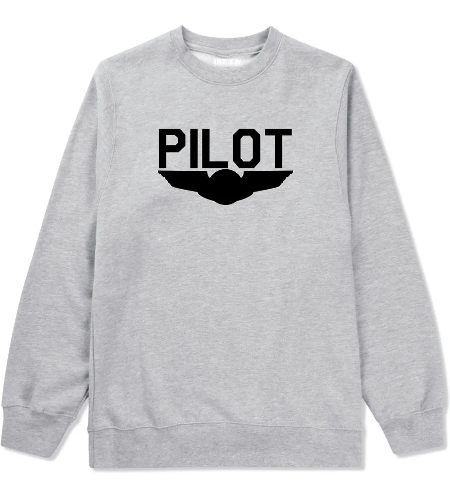Pilot With Wings Mens Crewneck Sweatshirt