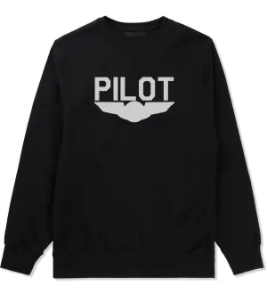 Pilot With Wings Mens Crewneck Sweatshirt