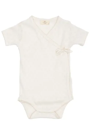 POINTELLE HEART CROSSOVER BODY SS - CREAM