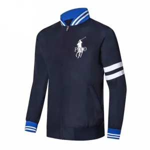 Prl Double White Strap Hand Design Navy Blue Jacket Tracksuit