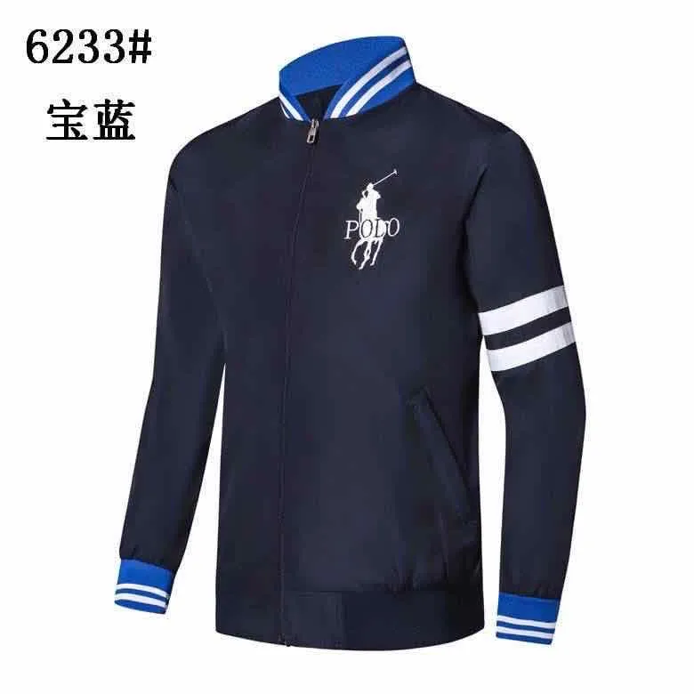 Prl Double White Strap Hand Design Navy Blue Jacket Tracksuit