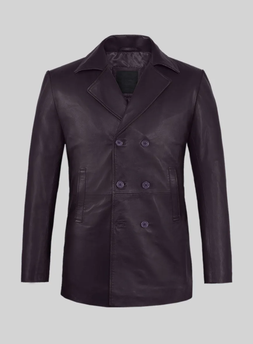 Purple Leather Pea Coat